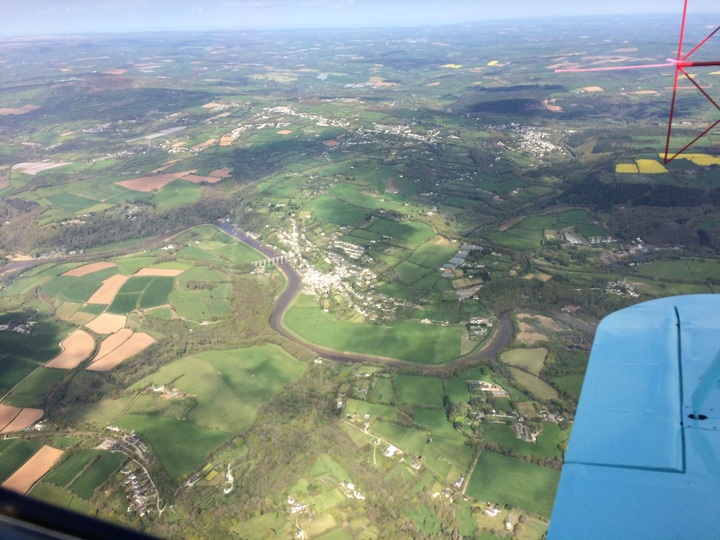 Corinne Dennis flying over Cornwall