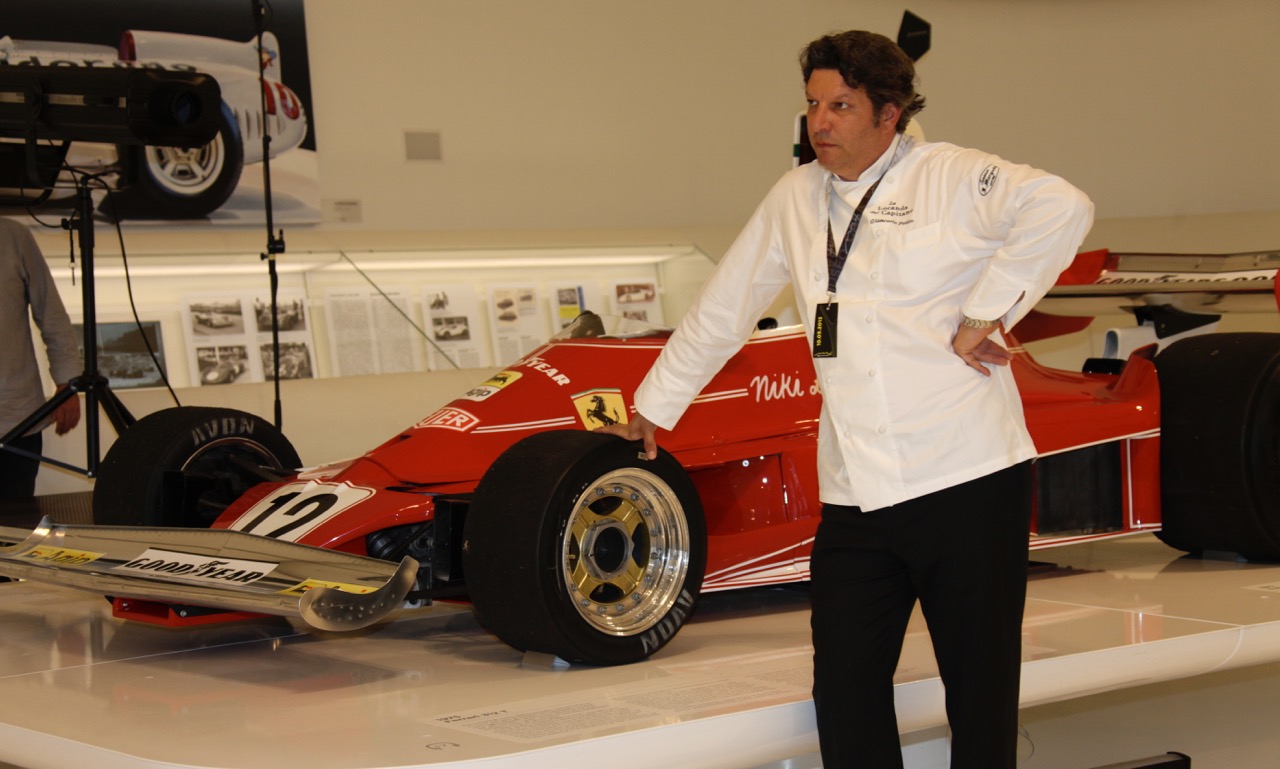 Giancarlo cooking at Ferrari