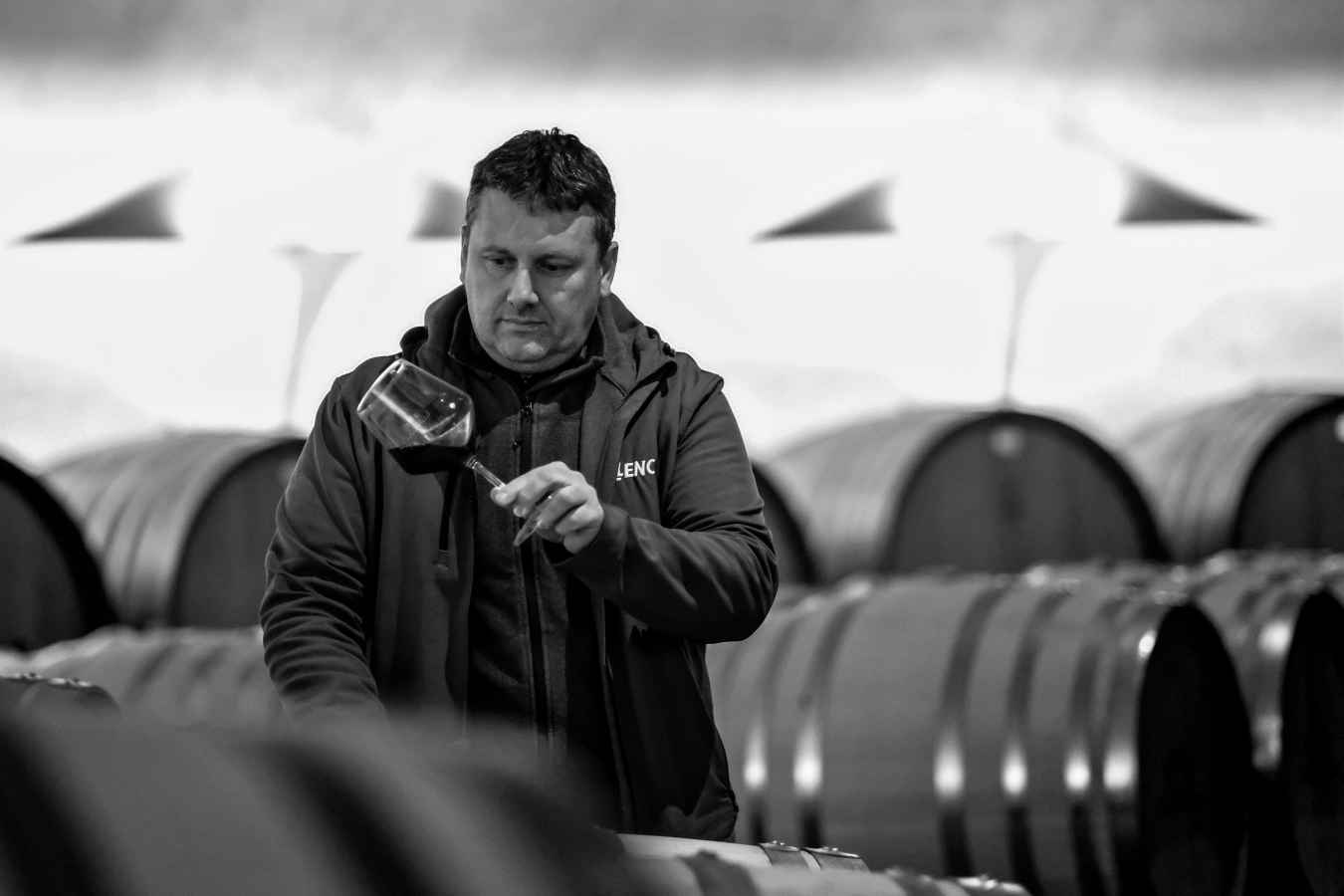 The winemaker sampling