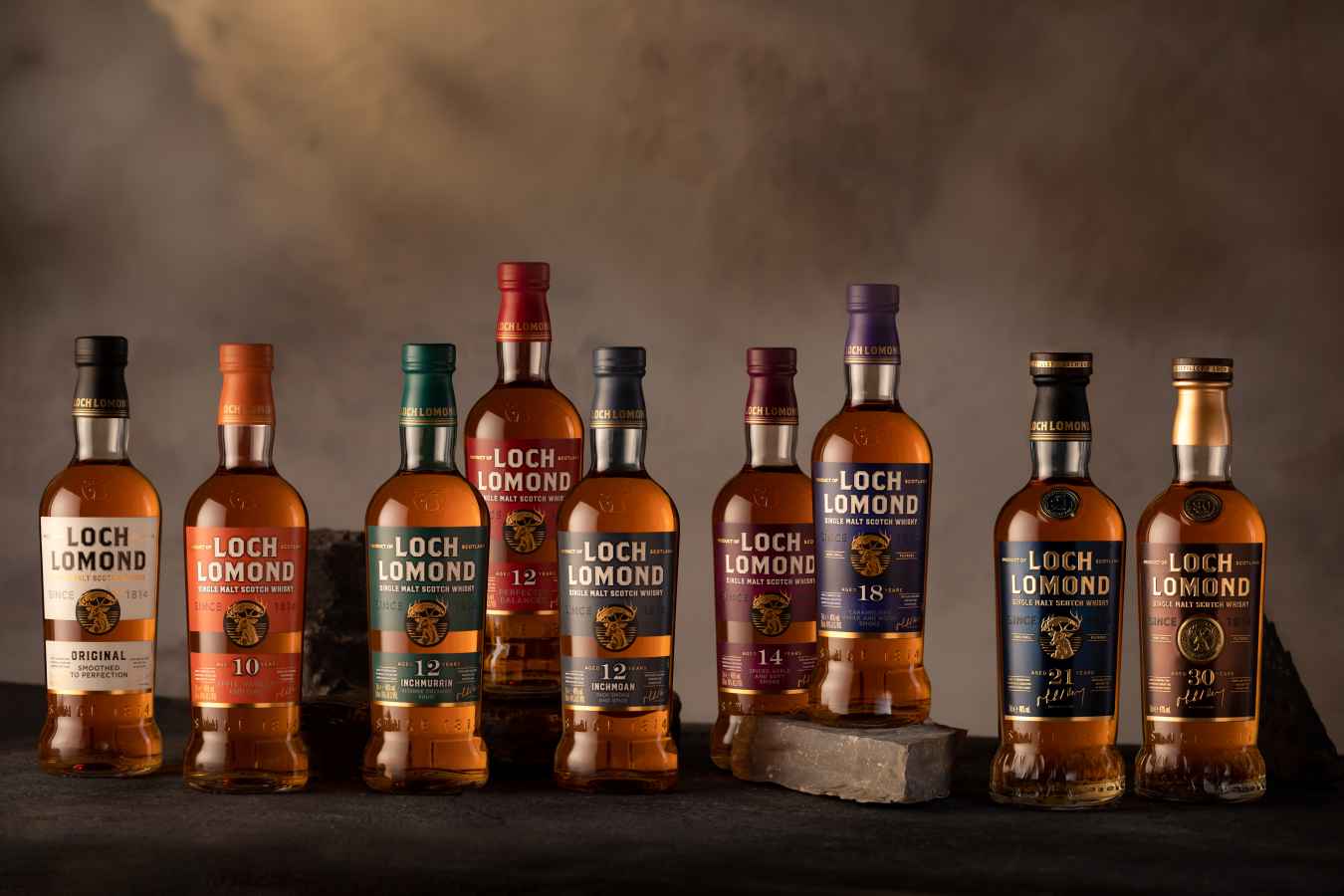 The range of Loch Lomond Whiskies
