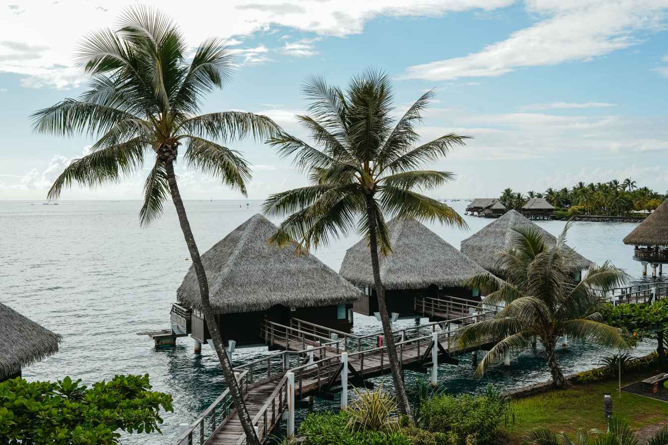 view of the overwater bungalows from above