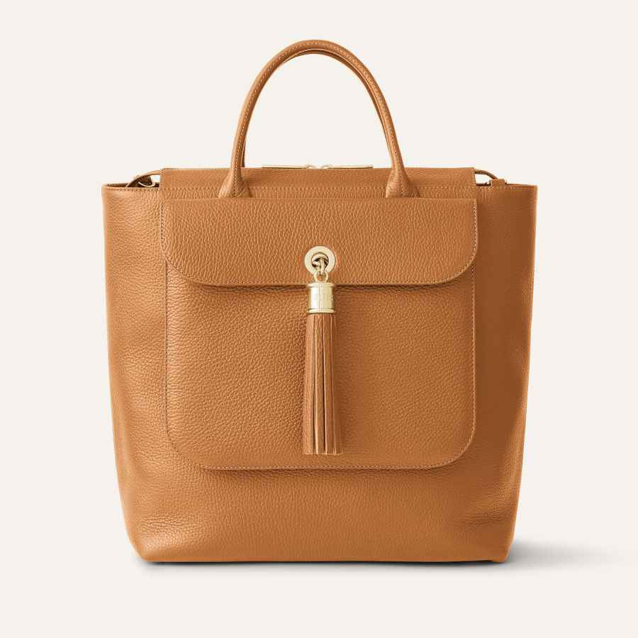 Tan Poppy handbag with gold hardware