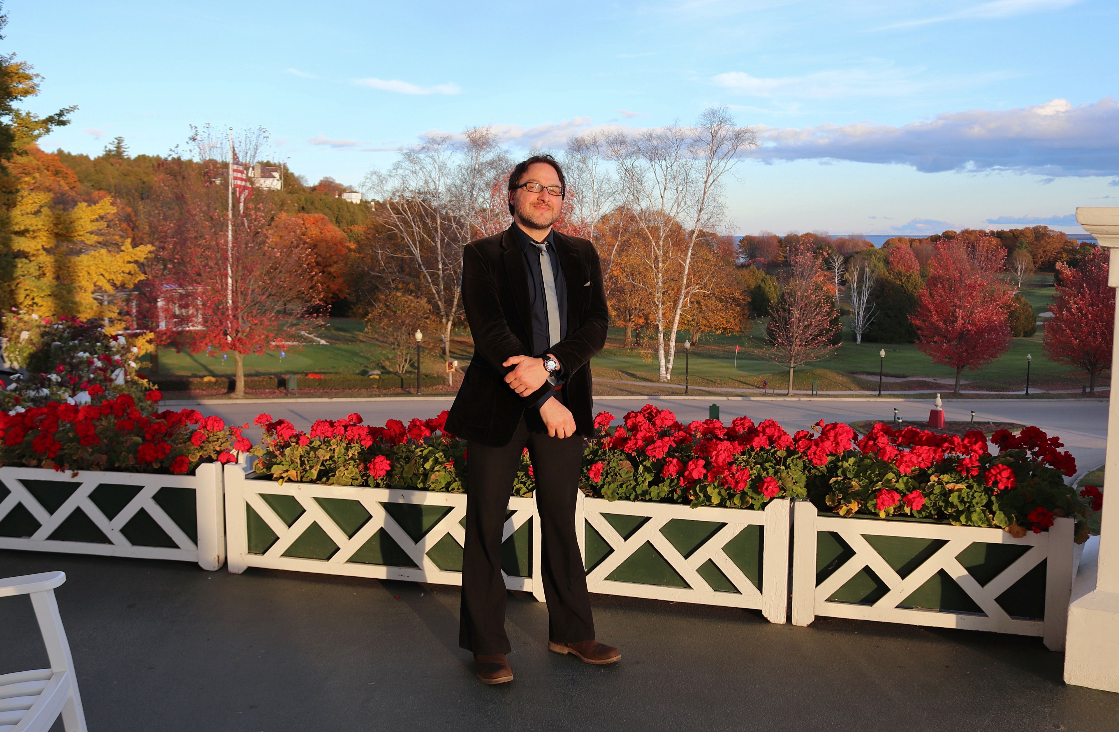 Kris Griffiths on Grand Hotel porch