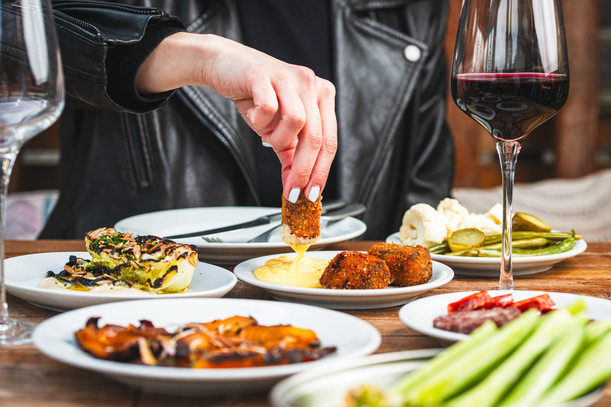 TT Rooftop Restaurant meal with wine