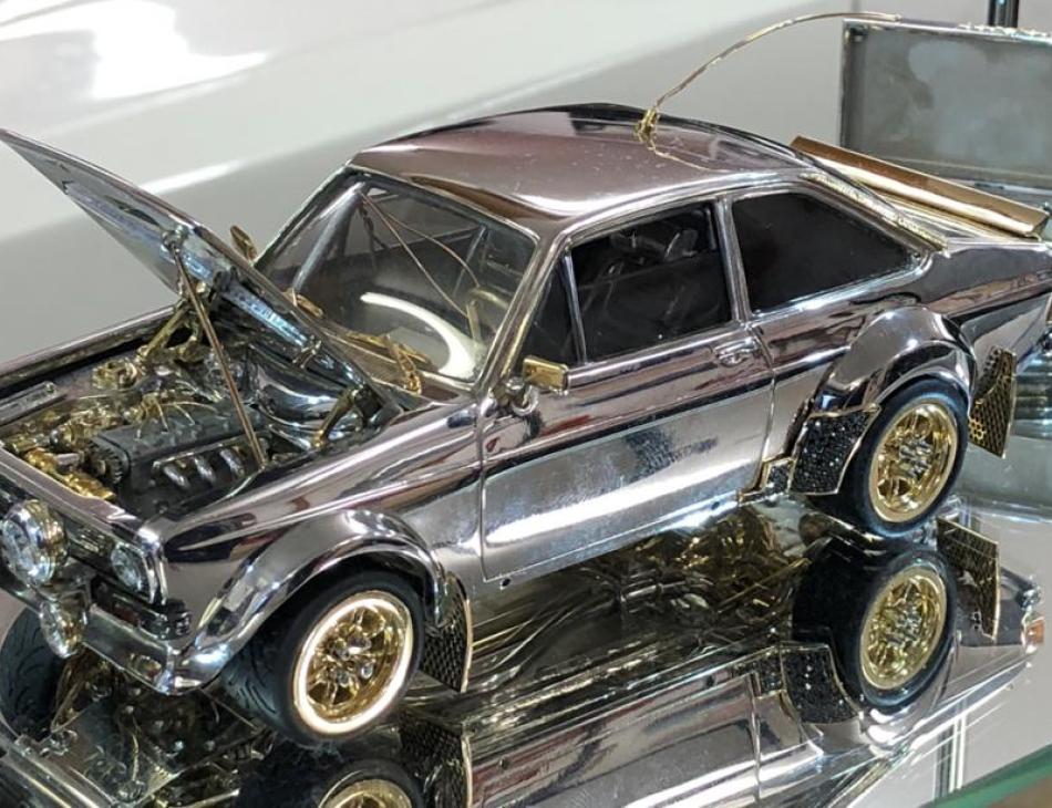 Mk2 Ford Escort In Gold & Silver With Diamonds & Rubies