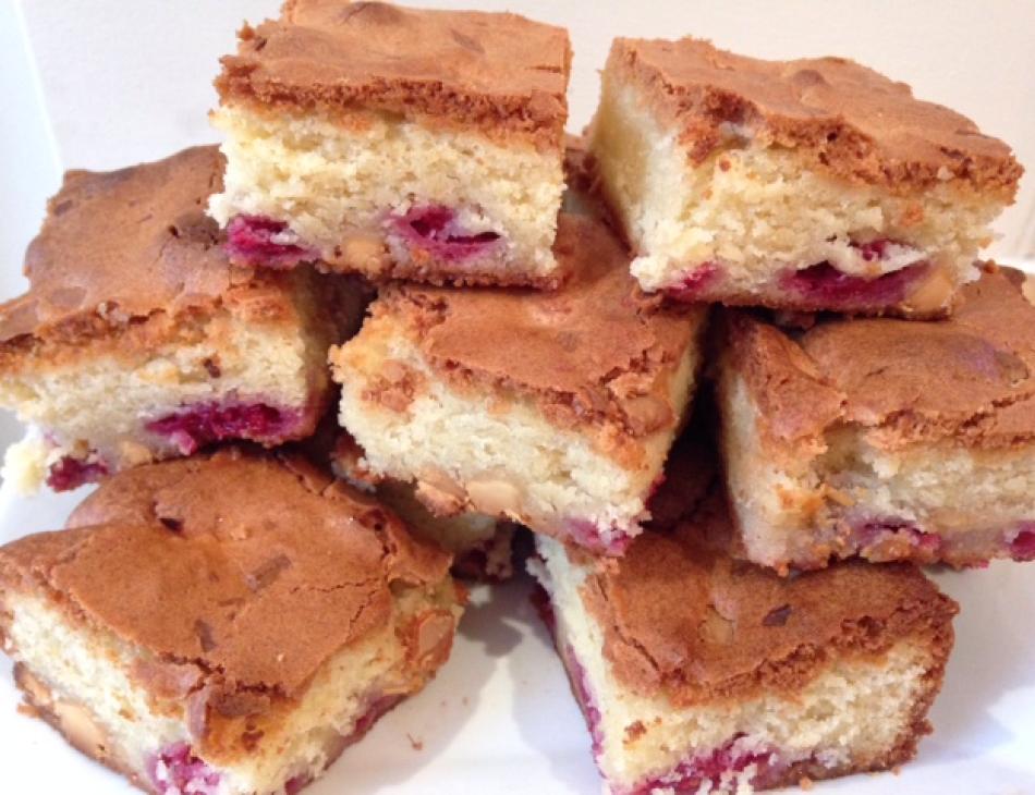 White Chocolate and Raspberry Blondies