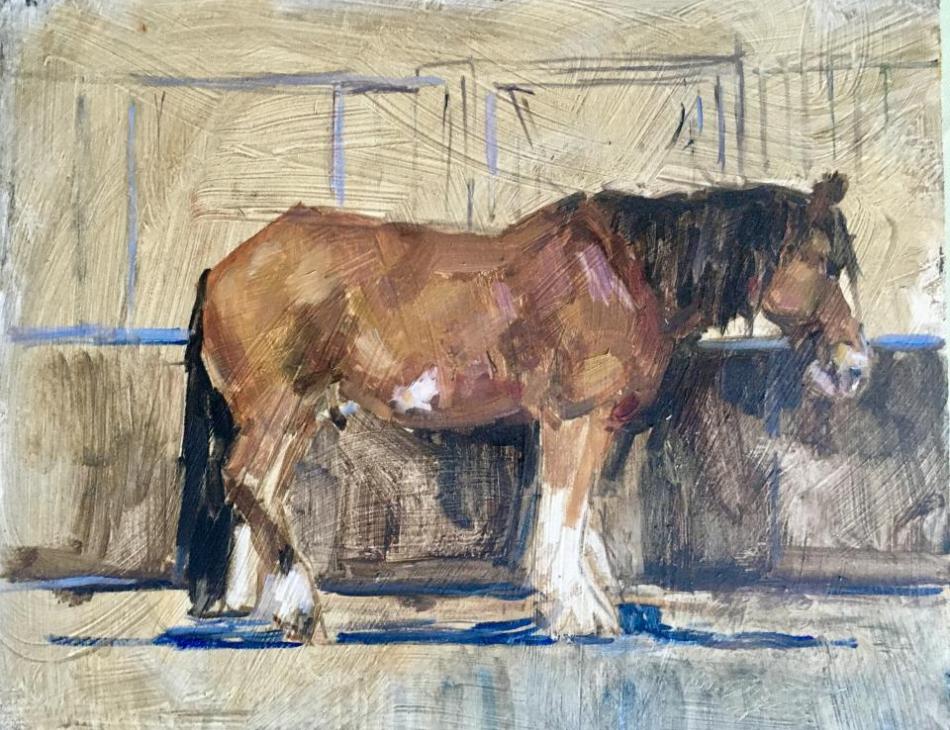 Red Household Cavalry Drum Horse, Oil on board, 21 x 29cm