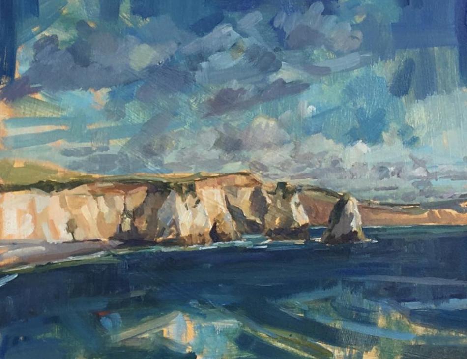 White Cliffs of the Isle of Wight, 21 x 29cm oil on board