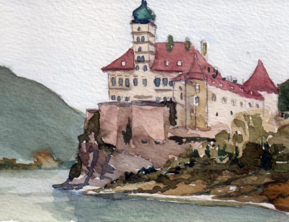 Schloss Schönbuhel, watercolor 10 x 15 cm 2016