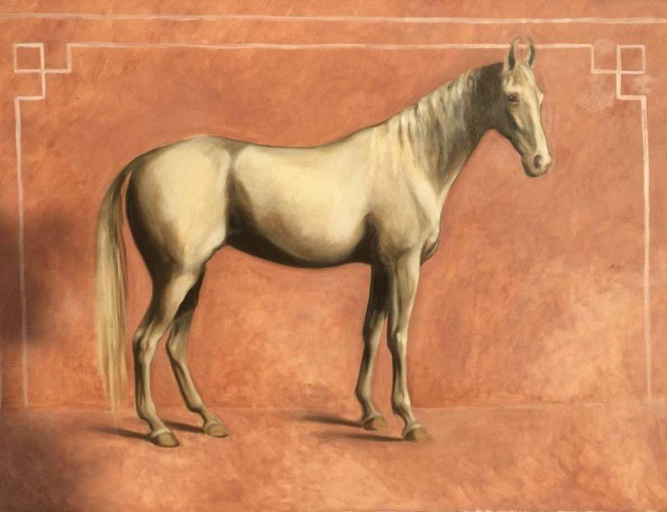 Nukra portrait, 200x280cm Oil on canvas painted in the City Palace courtyard, Jaipur