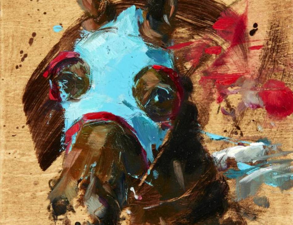 Rose and Turquoise Series I, Oil on Wood, Hubert De Watrigant