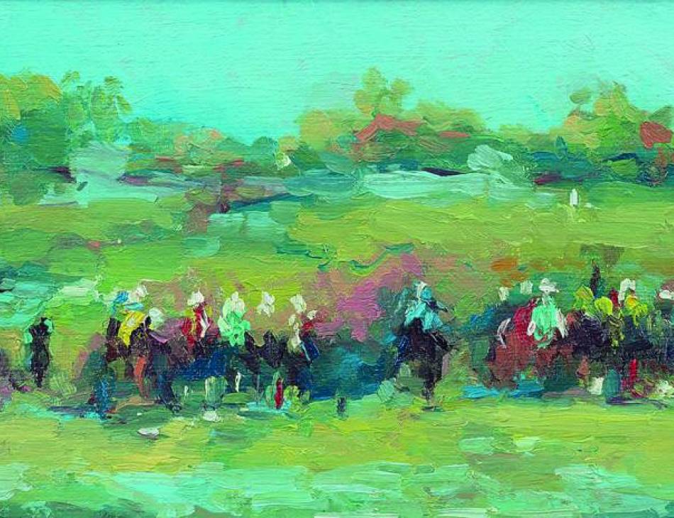 And They’re Off, Oil on Canvas, Lara Robinson