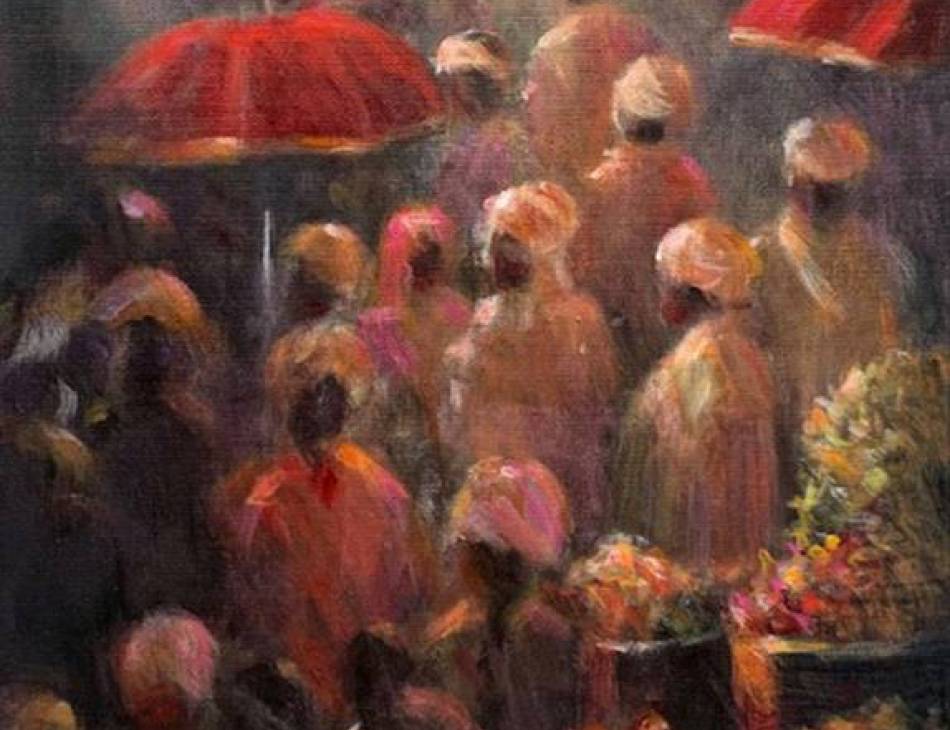 Market, Marrakech, Acrylic on Canvas, Lincoln Seligman