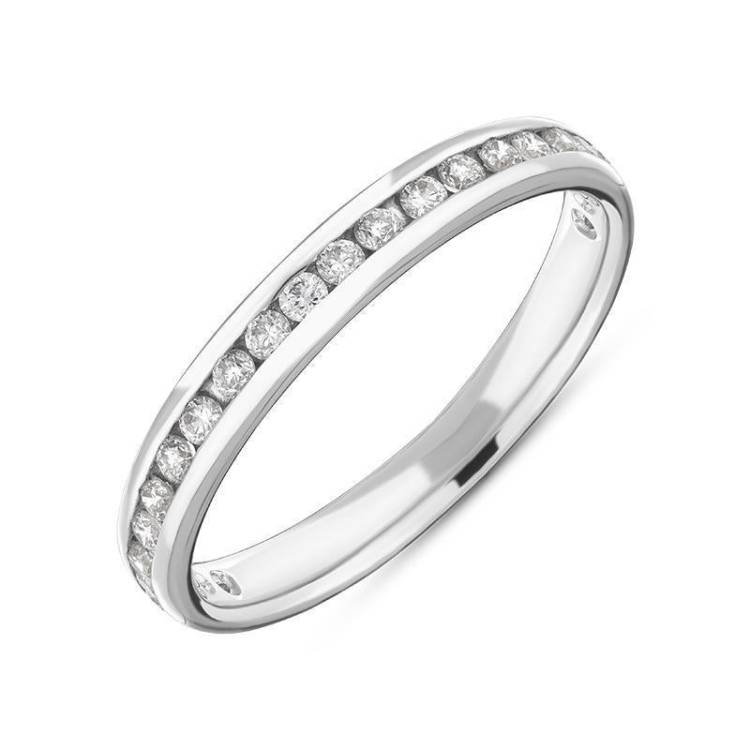 18ct White Gold 0.30ct Diamond Channel Set Wedding Half Eternity Ring D - O