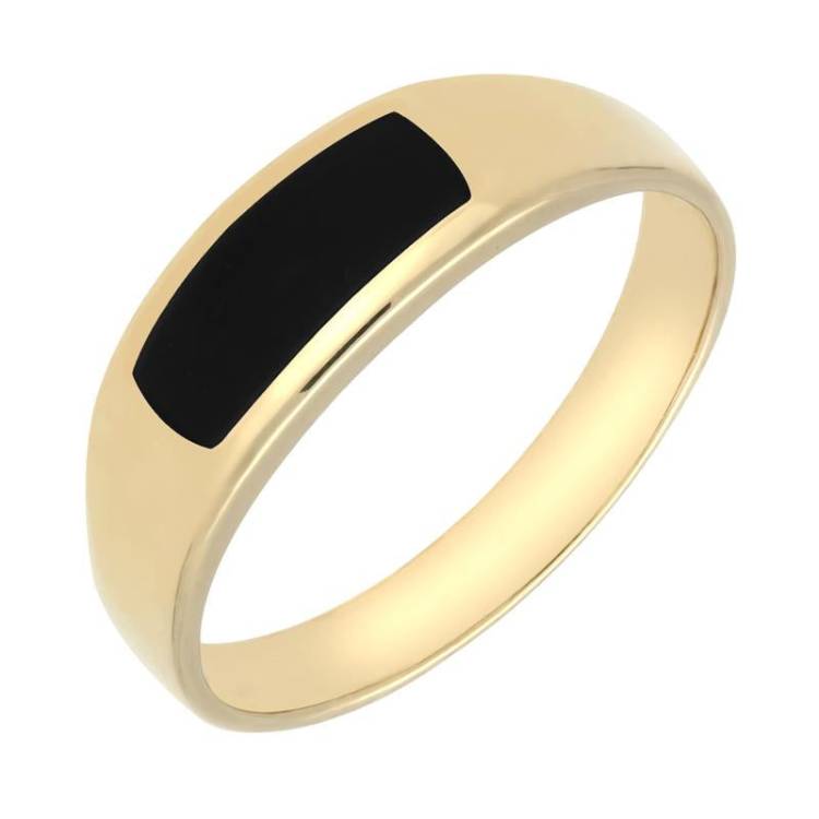 18ct Yellow Gold Whitby Jet Inlay Ring