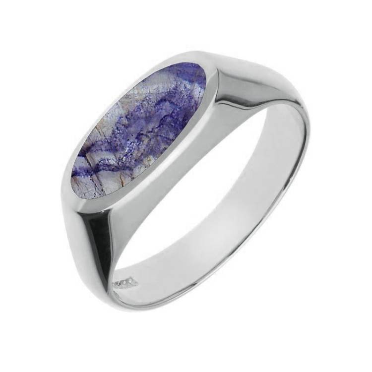 Sterling Silver Blue John Oval Signet Ring - Silver