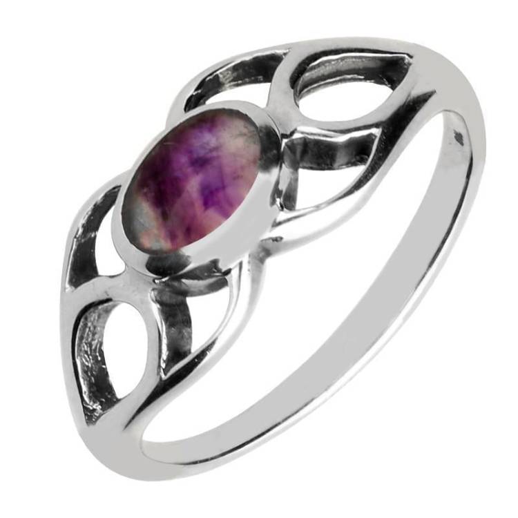 Sterling Silver Blue John Oval Lattice Ring - Silver