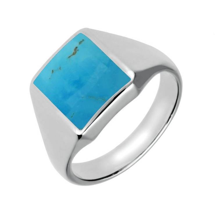 Sterling Silver Turquoise Oblong Signet Ring