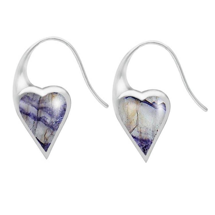 Sterling Silver Blue John Heart Hook Earrings