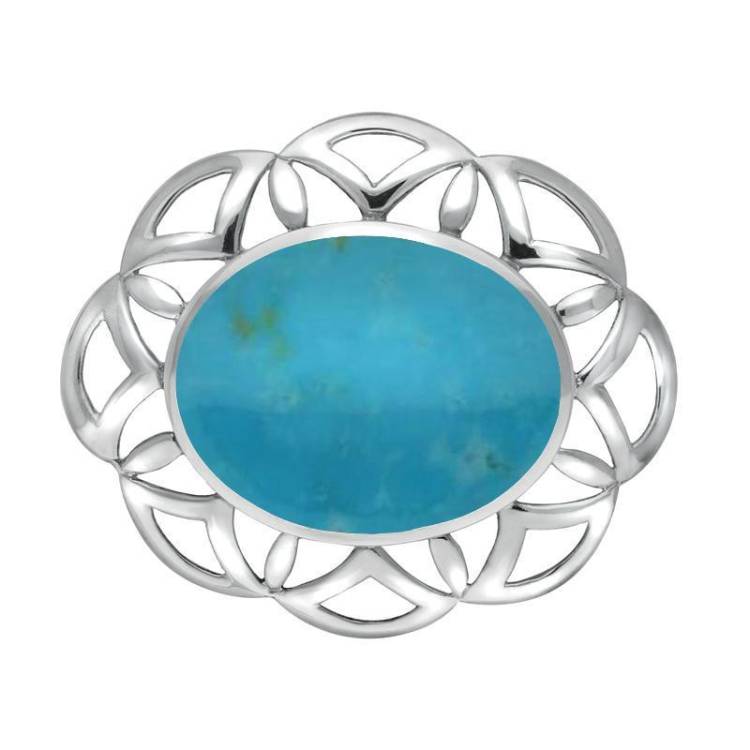Sterling Silver Turquoise Large Flower Brooch