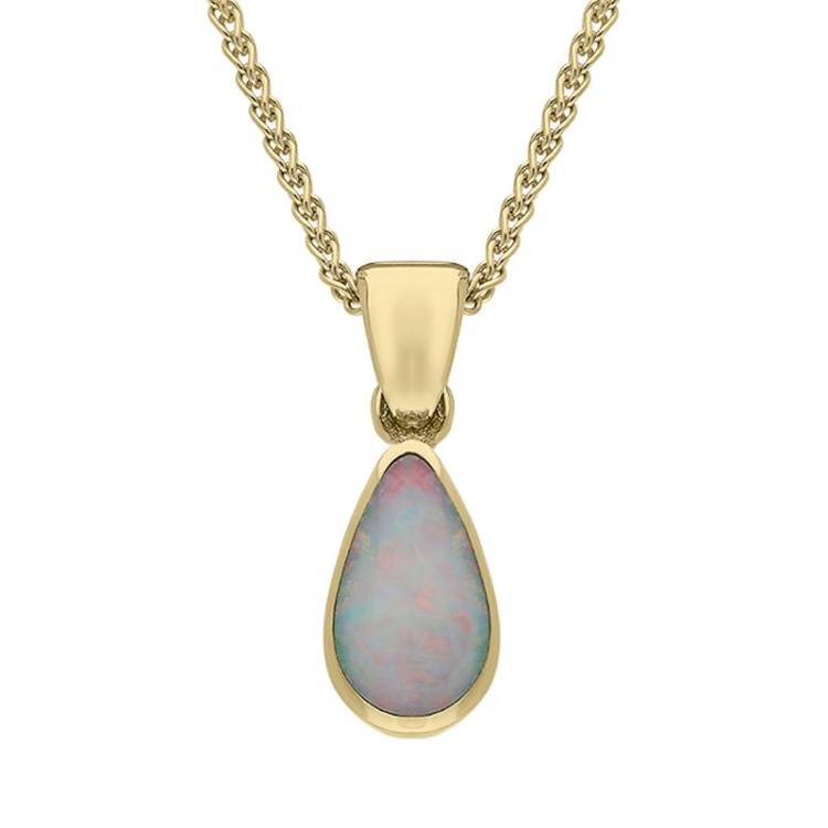 9ct Yellow Gold Opal Dinky Pear Necklace