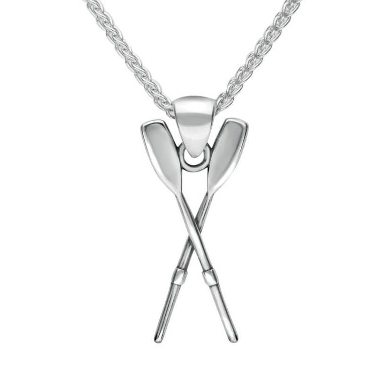 Sterling Silver Regatta Double Oar Necklace - Silver