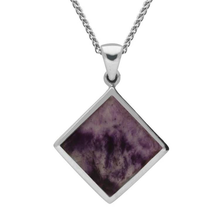 Sterling Silver Blue John Rhombus Necklace - Silver