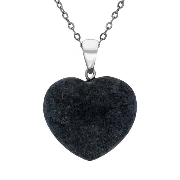 Silver Plated Preseli Bluestone Carved Heart Necklace D