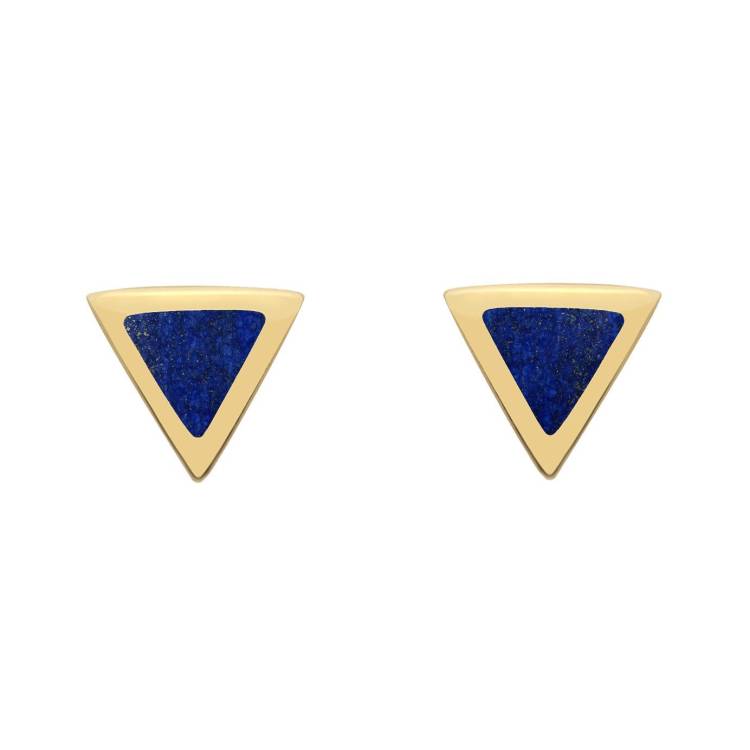 9ct Yellow Gold Lapis Lazuli Tiny Triangle Stud Earrings