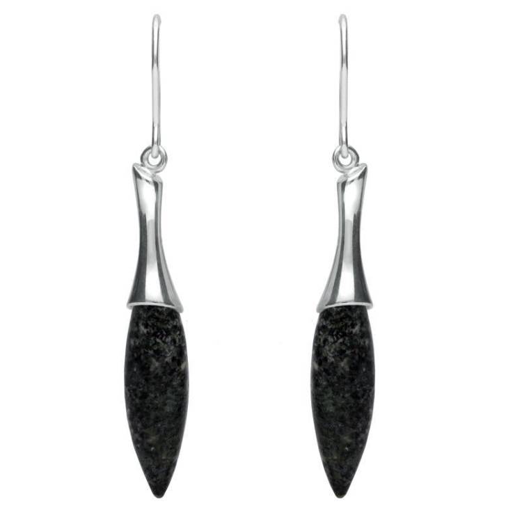 Sterling Silver Preseli Bluestone Tapered Drop Earrings - Silver