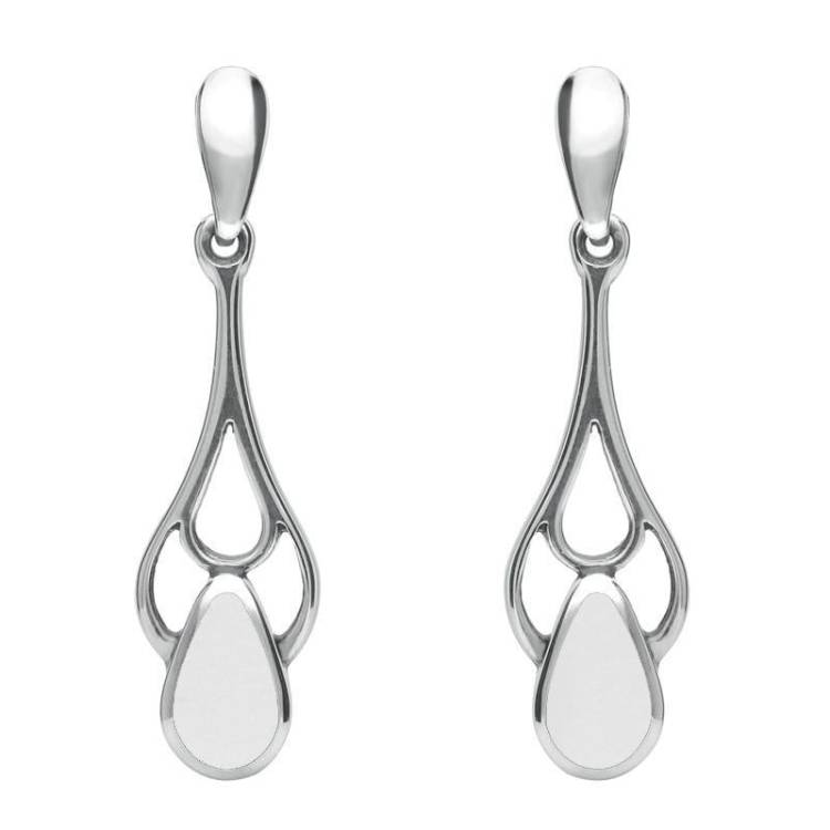 Sterling Silver Bauxite Pear Spoon Drop Earrings