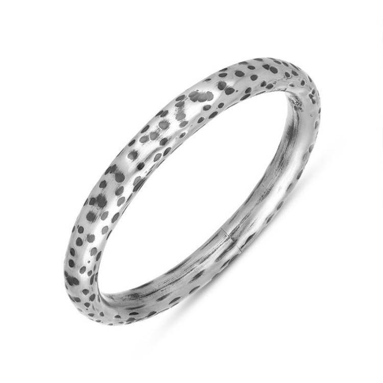 Sterling Silver Large Textured Hollow Bangle