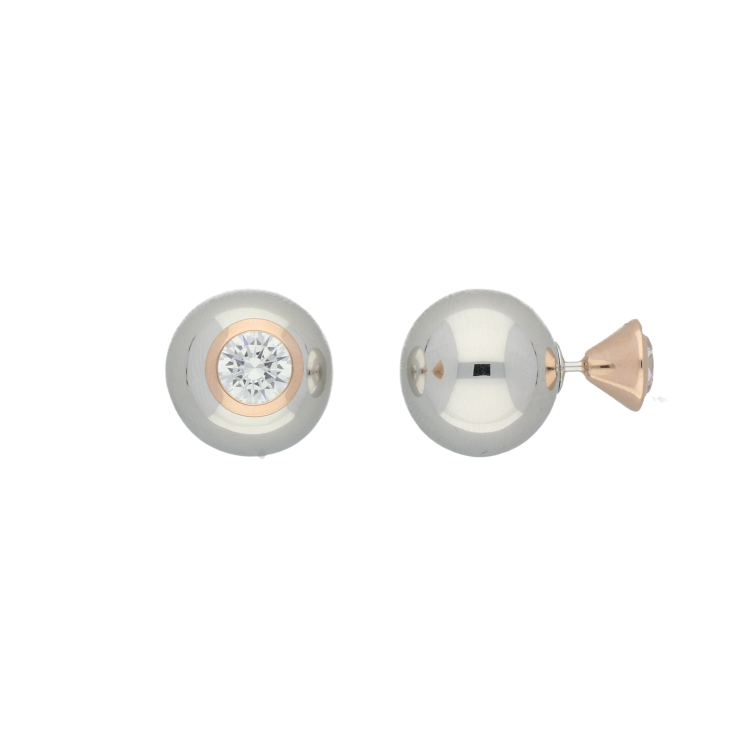 Sterling Silver and Rose Gold Plated Sterling Silver White Cubic Zirconia Earrings - Option1 Value Silver