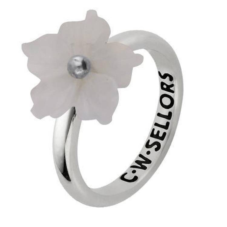 Sterling Silver Chalcedony Tuberose 10mm Carnation Ring - Silver