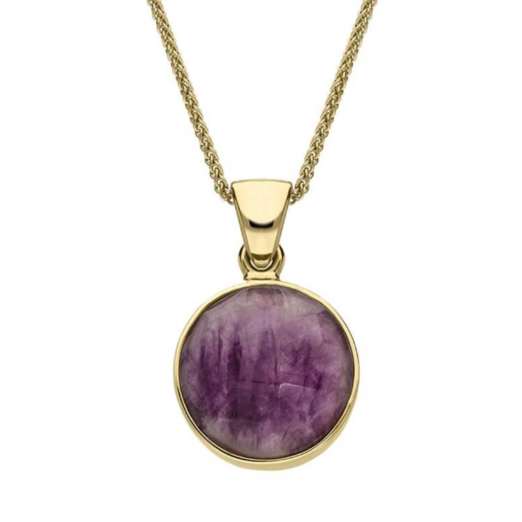 18ct Yellow Gold Blue John Faceted Round Necklace
