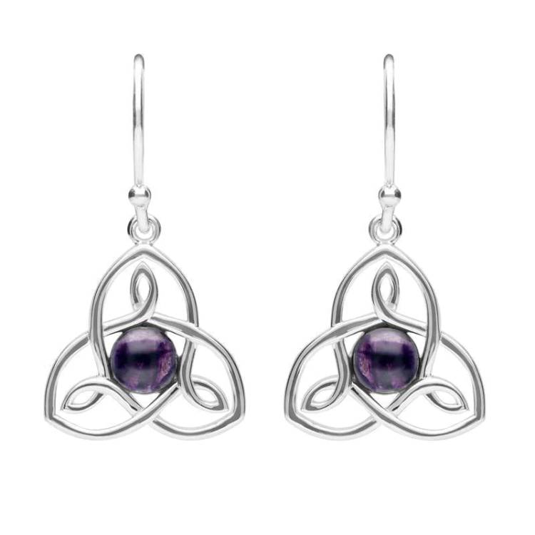 Sterling Silver Blue John Celtic Cross Hook Drop Earrings - Silver