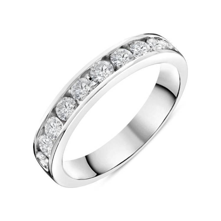 Platinum 0.75ct Diamond Channel Set Wedding Half Eternity Ring