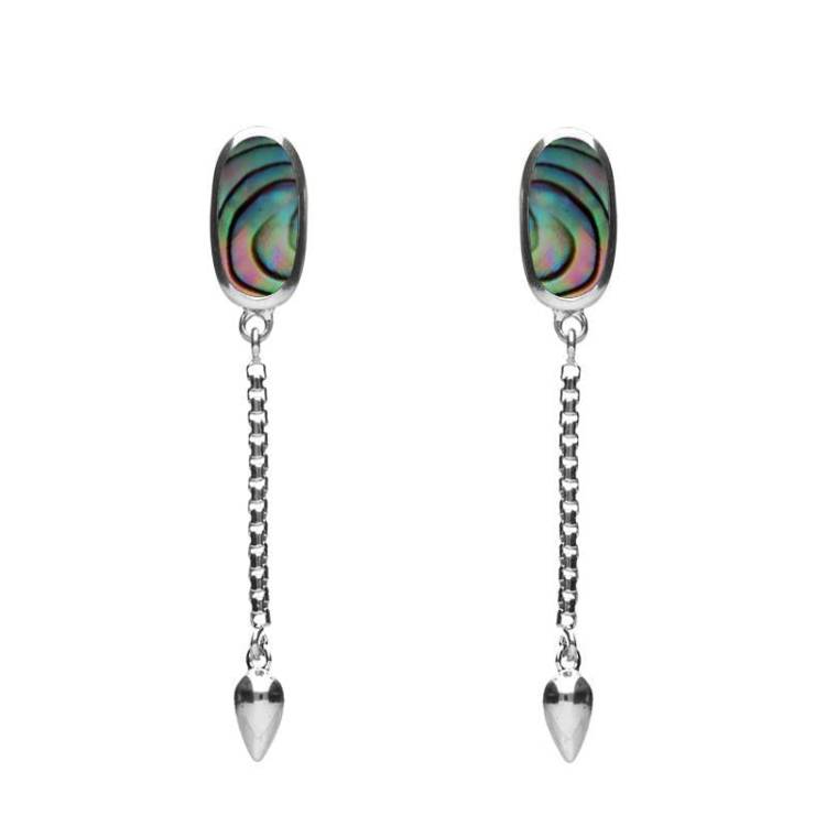 Sterling Silver Abalone Lineaire Medium Drop Stud Earrings