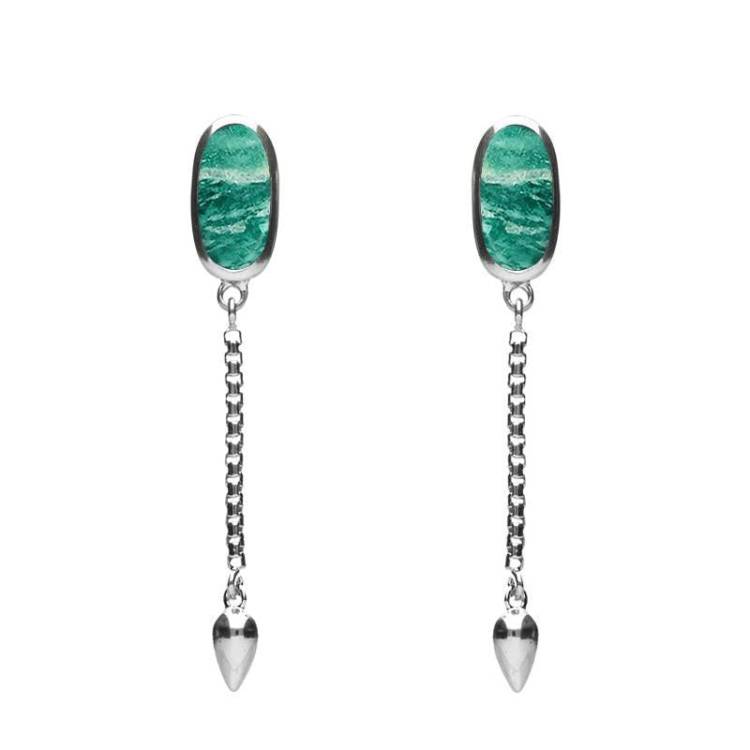 Sterling Silver Amazonite Lineaire Medium Drop Stud Earrings