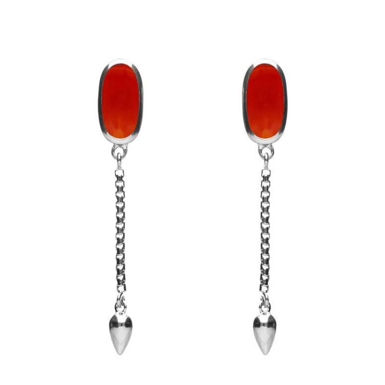 Sterling Silver Carnelian Lineaire Medium Drop Stud Earrings