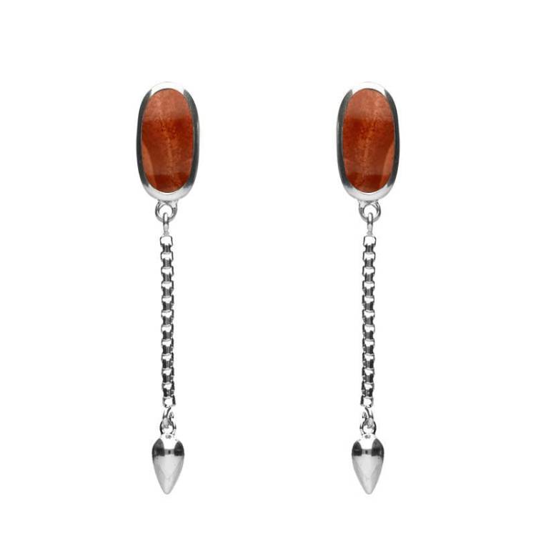 Sterling Silver Jasper Lineaire Medium Drop Stud Earrings