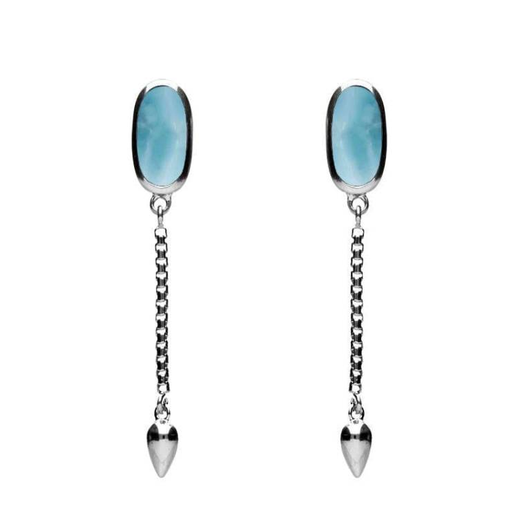 Sterling Silver Larimar Lineaire Medium Drop Stud Earrings