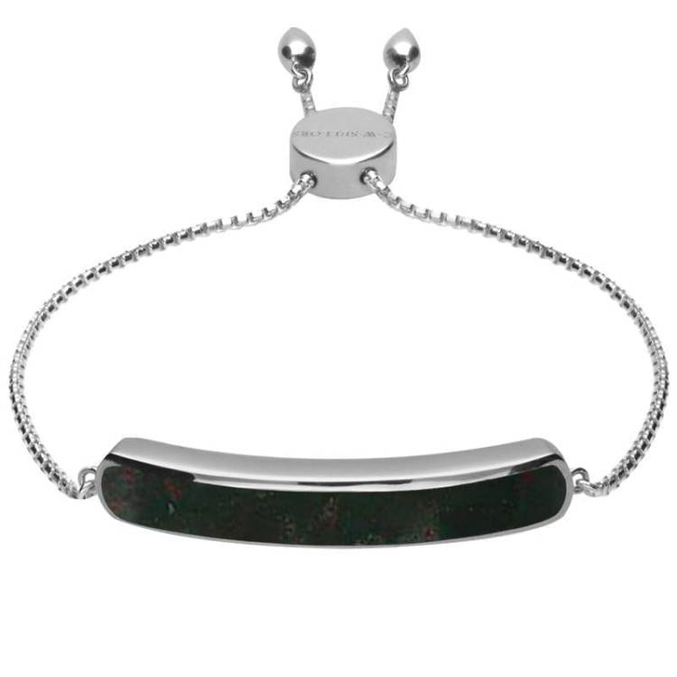 Sterling Silver Bloodstone Lineaire Long Bracelet