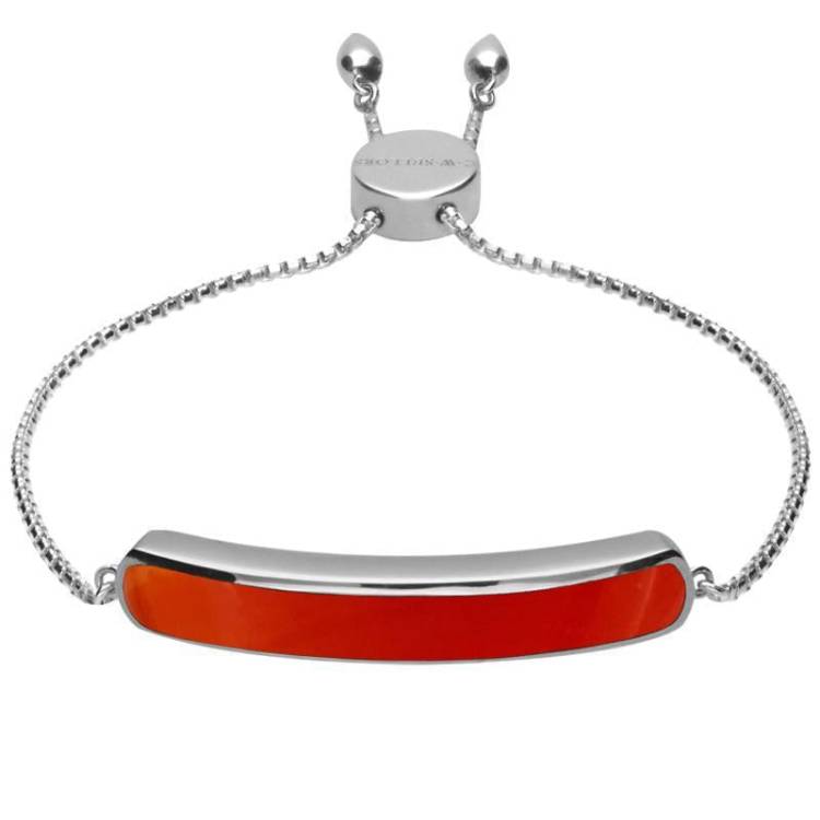 Sterling Silver Carnelian Lineaire Long Bracelet