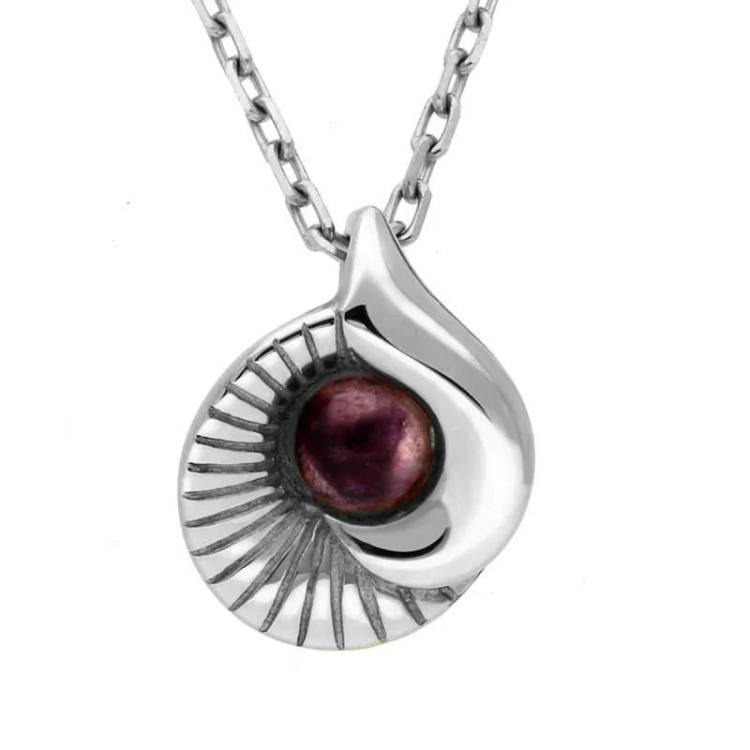 Sterling Silver Blue John Seashell Necklace - Silver