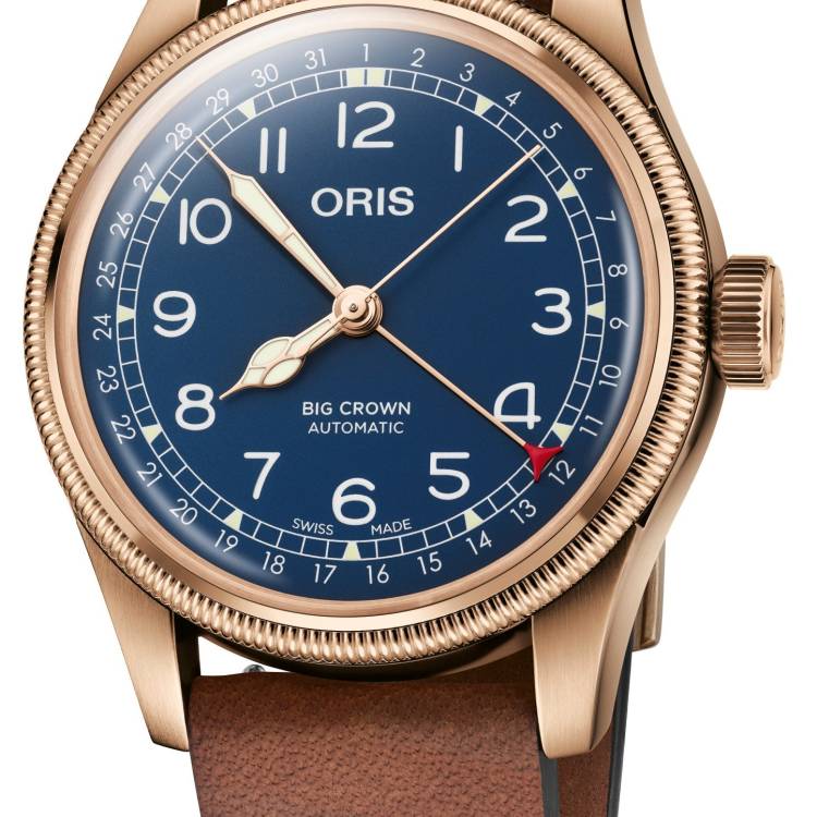 Oris Watch Big Crown Pointer Date Bronze Leather Blue