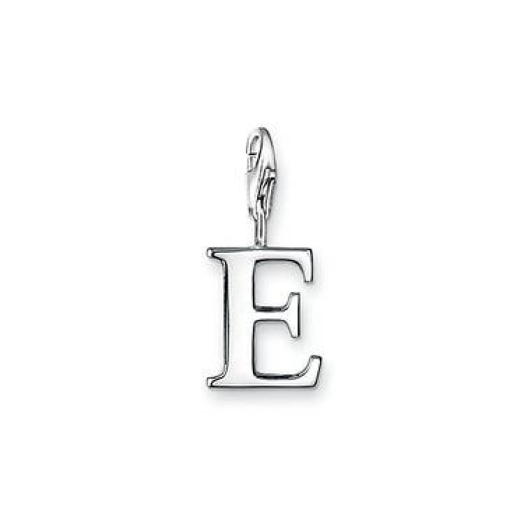 Thomas Sabo Charm Club Sterling Silver Letter E Charm - Silver