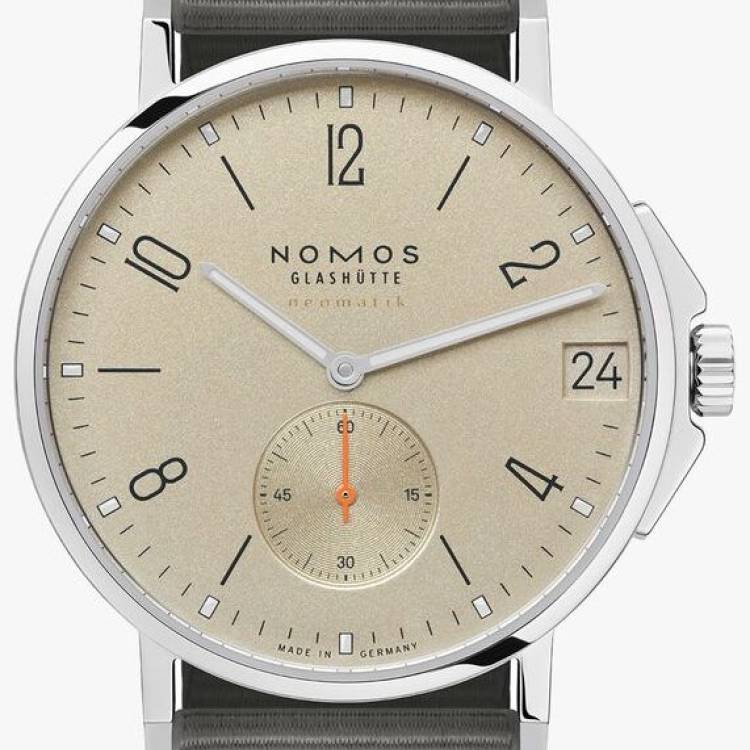 Nomos Glashutte Watch Ahoi Neomatik 38 Date Sand Sapphire Crystal