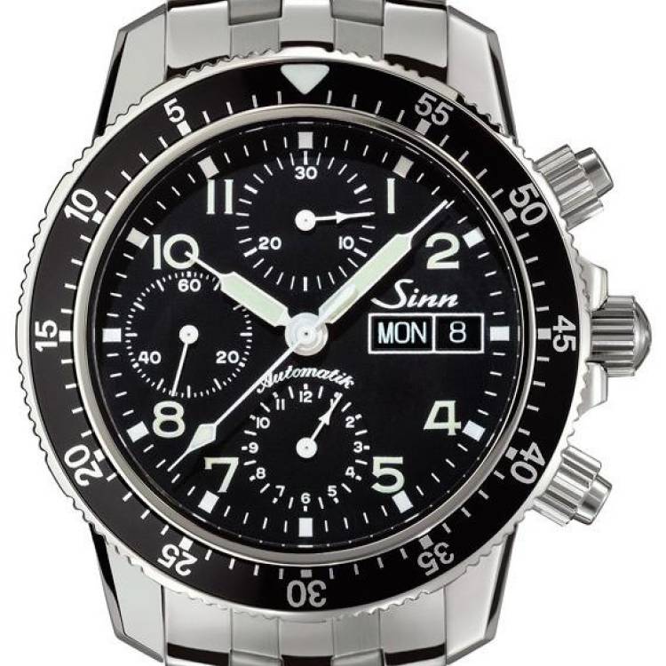 Sinn Watch Flieger Chronograph 103 St Sa Fine Link Bracelet - Black