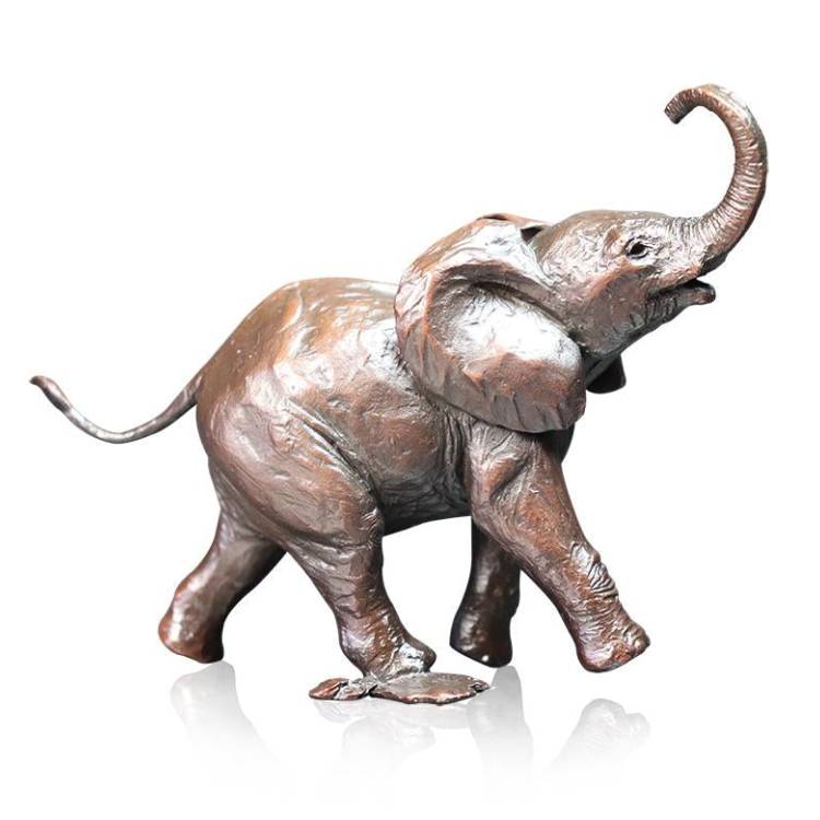 Art In Bronze Baby Elephant Running Figurine